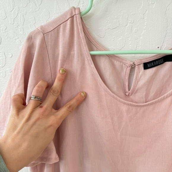 Mikarose Pink Tiered Short Sleeve Button Back Keyhole Dress Size L - Picture 5 of 11